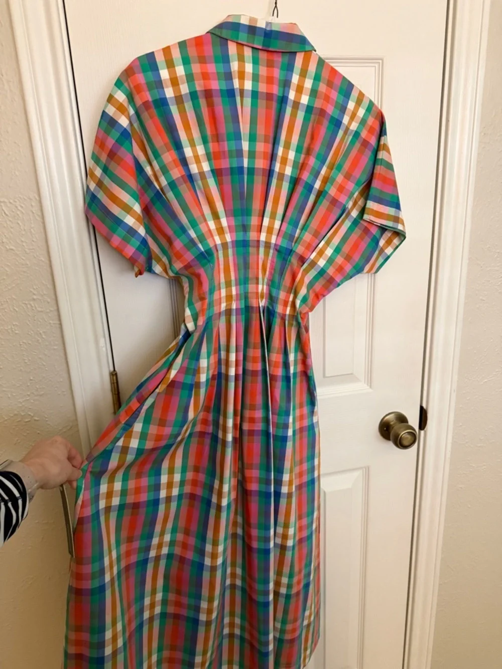 Anthropologie THE TOBIE BUTTON-FRONT PLEATED SHIRT DRESS BY EXQUISE Plaid XXSP - Picture 5 of 9
